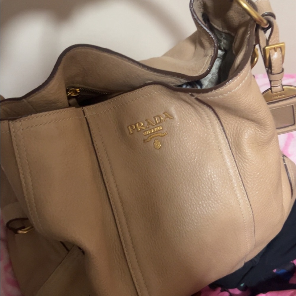 Prada Beige Leather Shoulder Bag